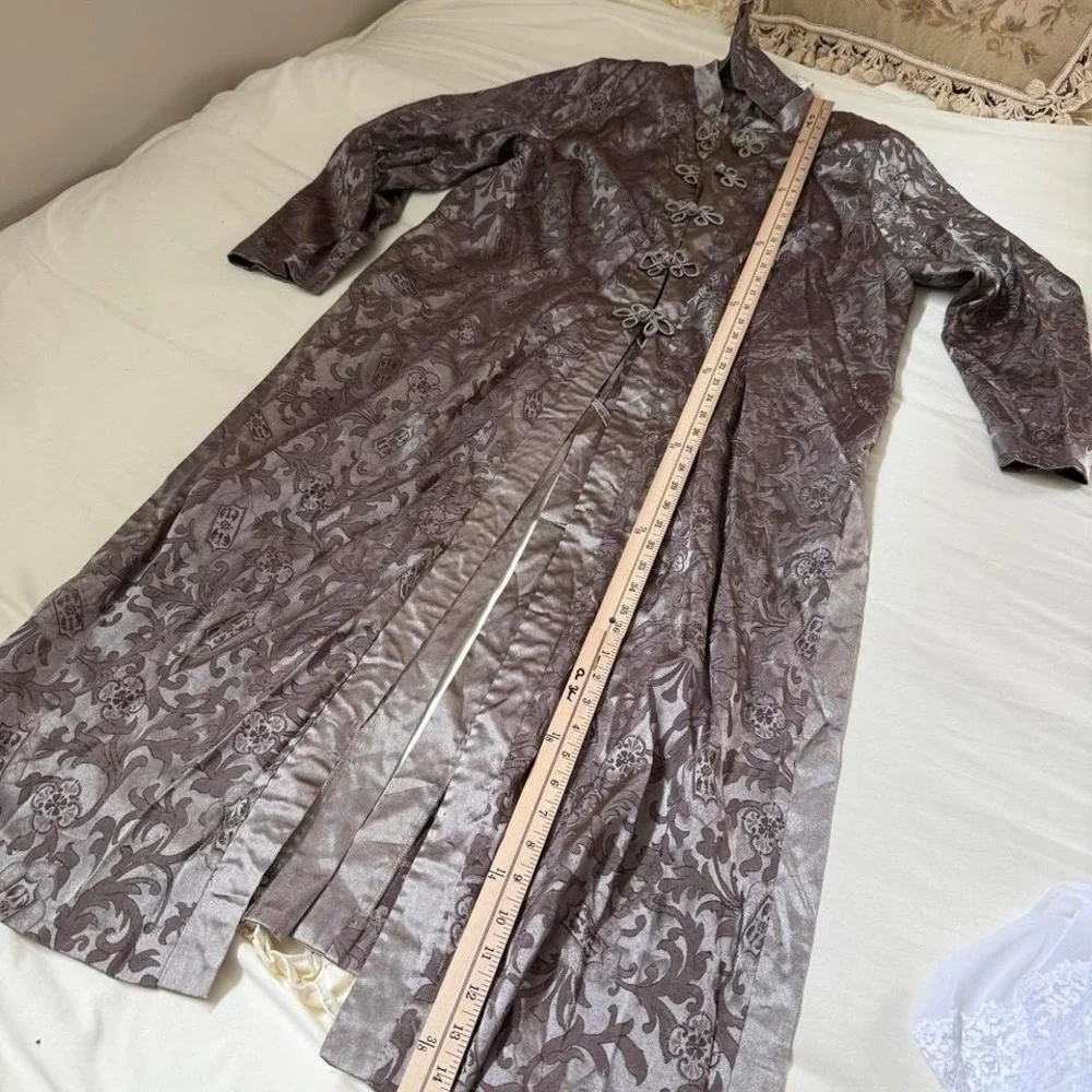90s Halmode Plus size 22w‎ taupe silver brocade duster jacket